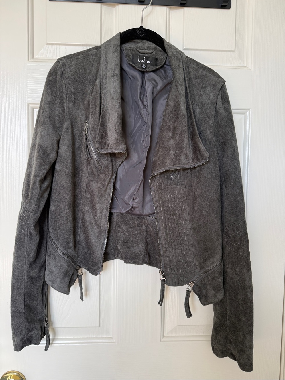 Lulu’s Gray Suede Like Jacket Small